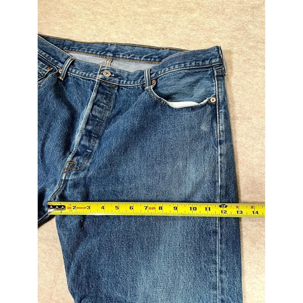 Levi's 501 Authentic Jeans Mens 40x30 Blue‎ Denim Cotton Straight Leg Button Fly